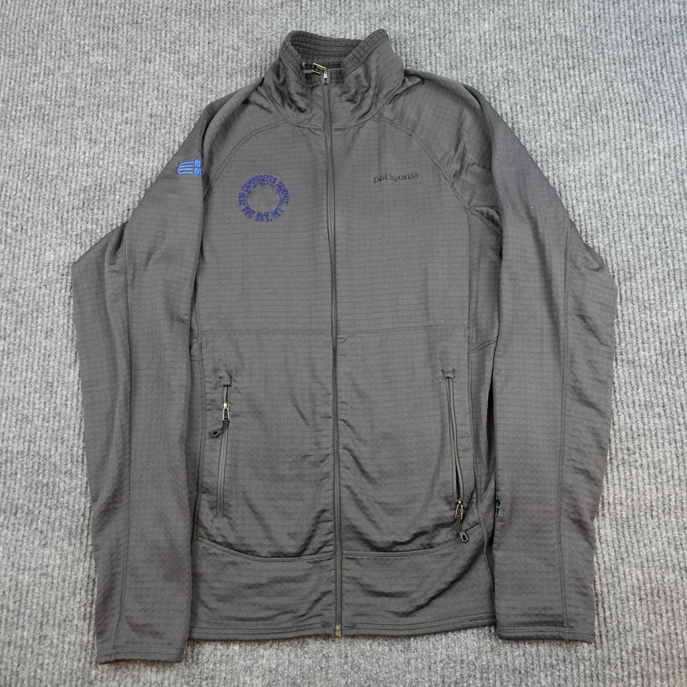 Patagonia R1 Polartec Fleece Jacket Mens Medium Gray Full Zip Grid STY40128